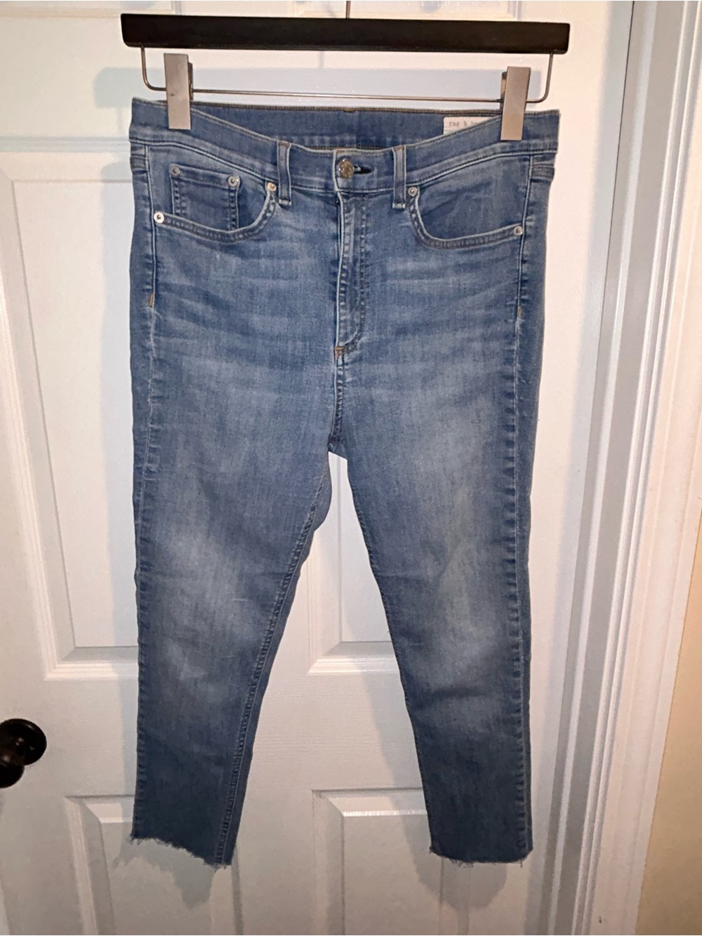 Rag & Bone Jeans Womens Size 32 High Rise Skinny Raw Hem Blue Denim